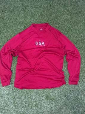 Nike USA Track & Field Dri-FIT Long Sleeve Performance T-Shirt Red